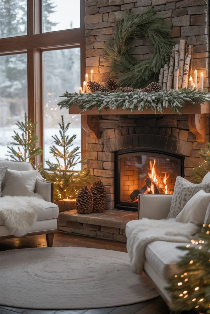 Add Frosted Greenery Throughout