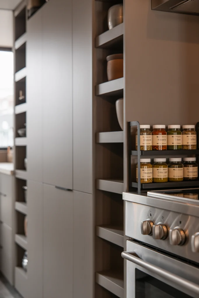 Add Narrow Shelves for Spices and Jars
