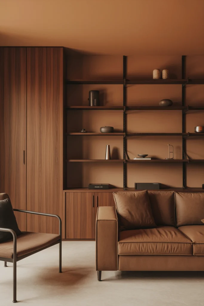Choose one dominant brown tone, then add black accents