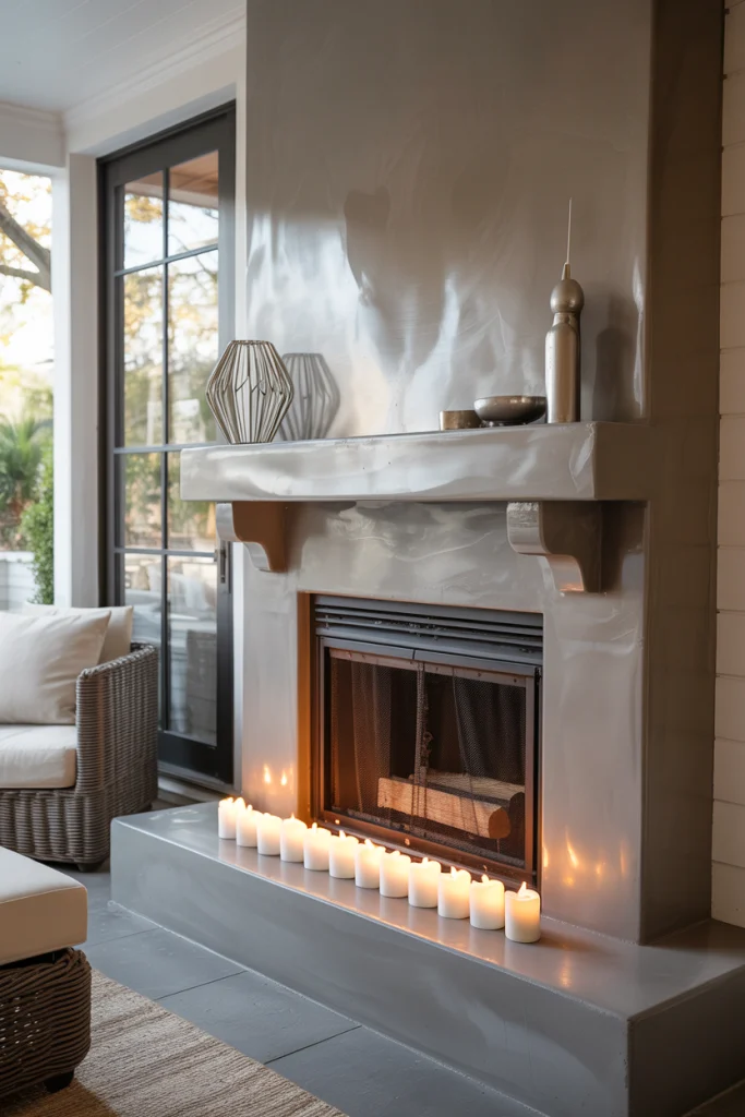 Concrete mantel modern, durable, and low-care