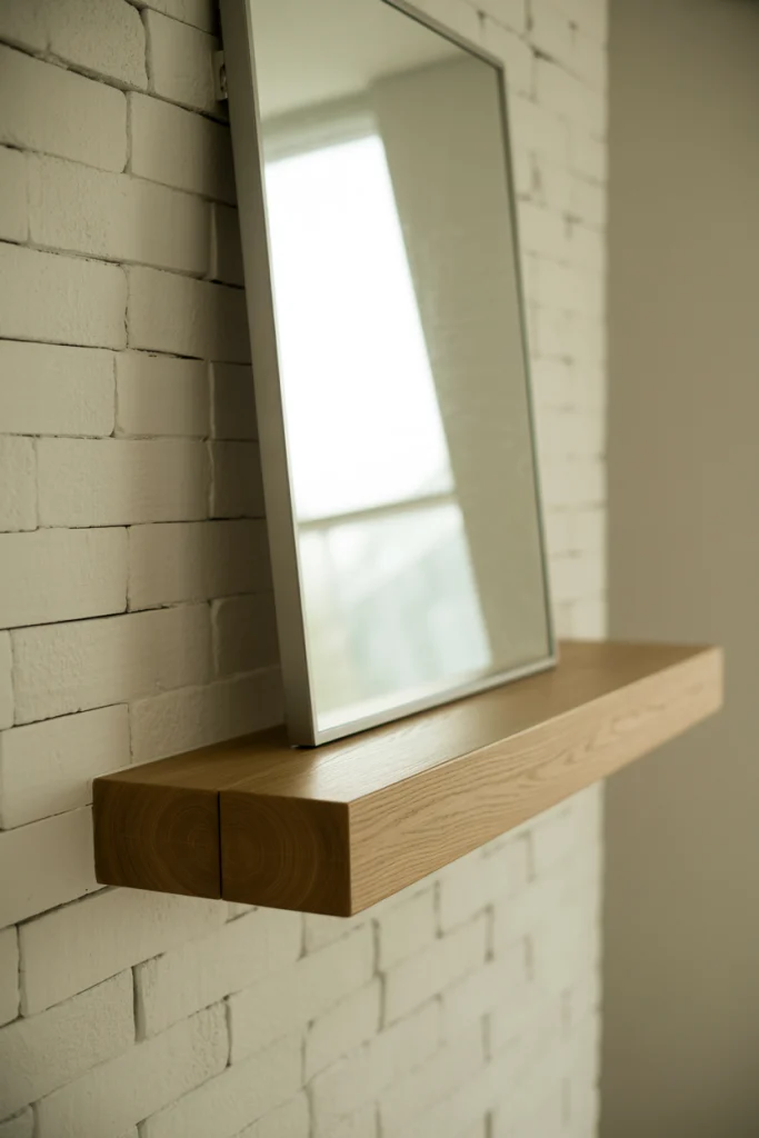 Floating mantel clean lines and a light feel