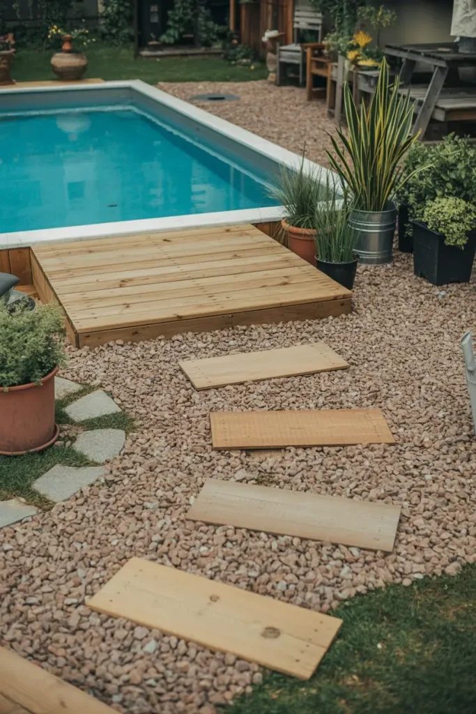 Gravel Deck with Wooden Walkways