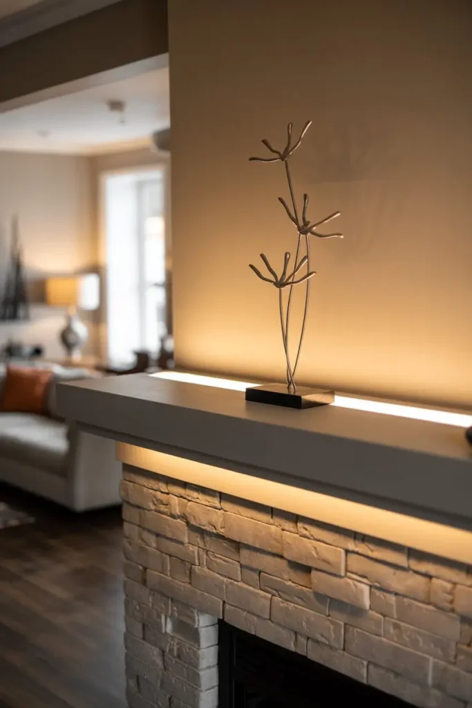 Mantel with integrated lighting safe glow and mood