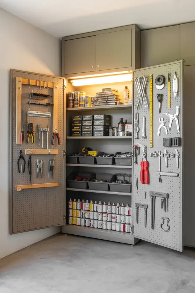 Pegboard Cabinet Combos Blend Storage with Wall Utility
