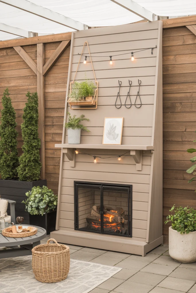 Portable mantel panel flexible, seasonal, and renter-friendly