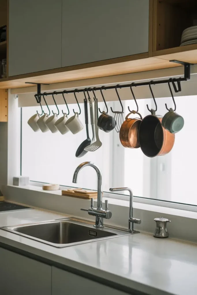 Use Hooks Under Shelves and Cabinets