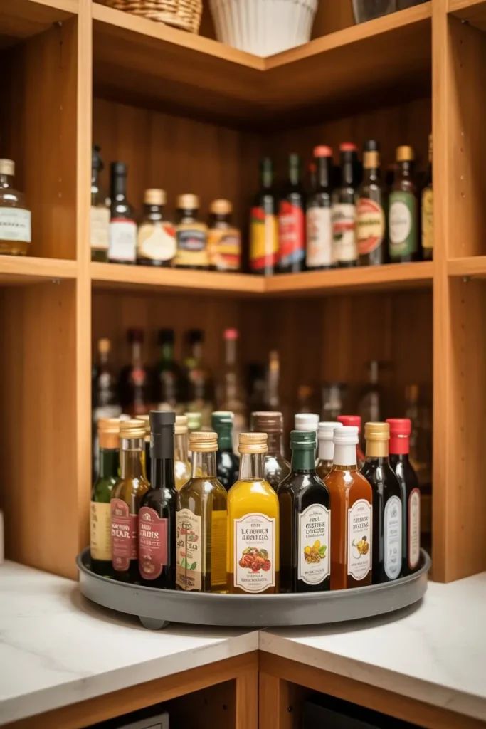 Use Lazy Susans for Corner Storage