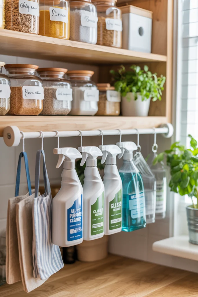 Use Tension Rods for Hanging Storage