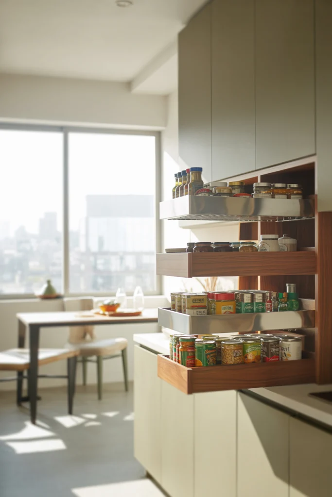 Use Tiered Organizers in Cabinets