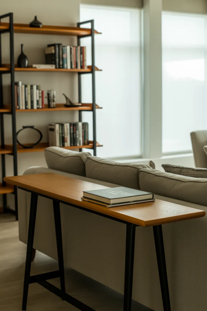 Use wood tones to connect brown with black metals