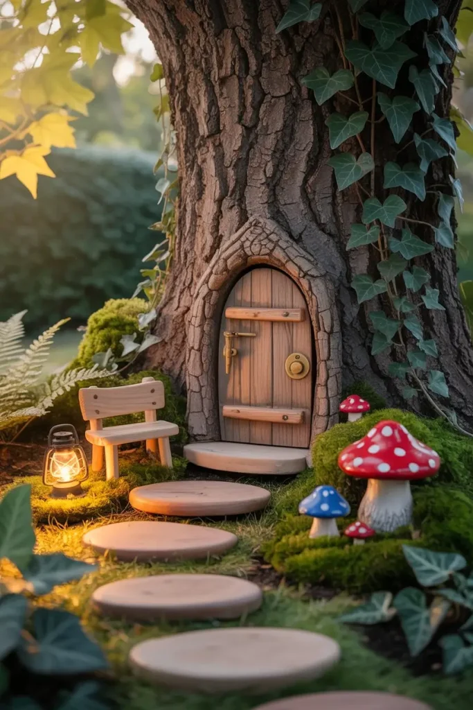 Add Gnome Doors to Tree Trunks