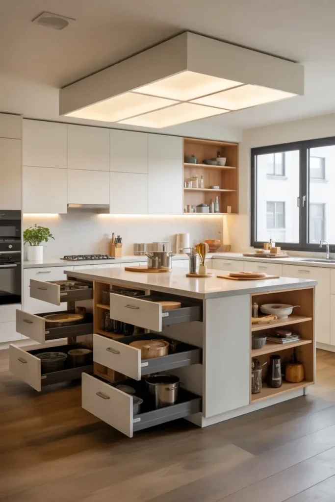 Built-In Storage Solutions Under the Peninsula