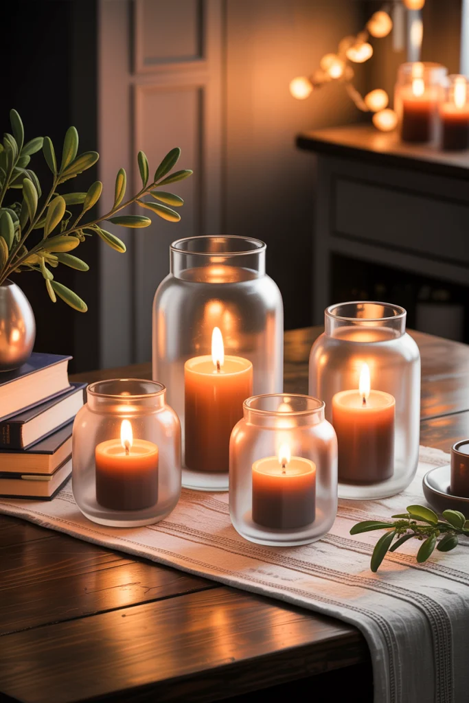 Candle Glow in Frosted Vases