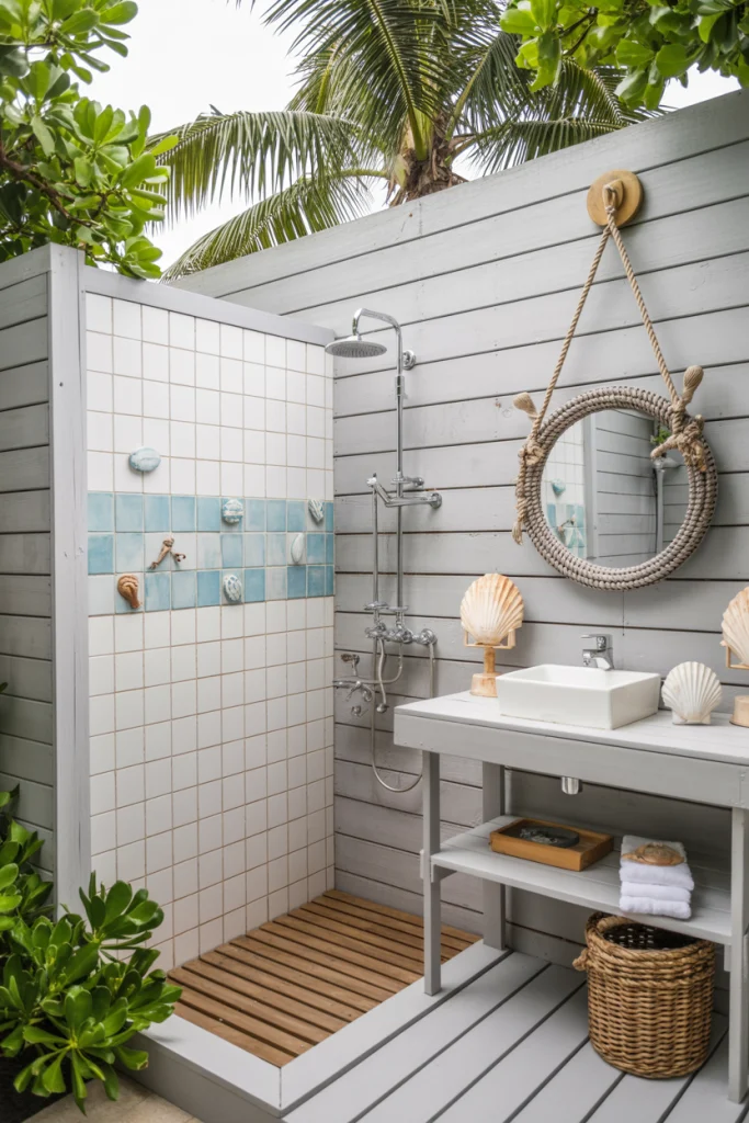 Coastal Outdoor Bathroom with Ocean Vibes