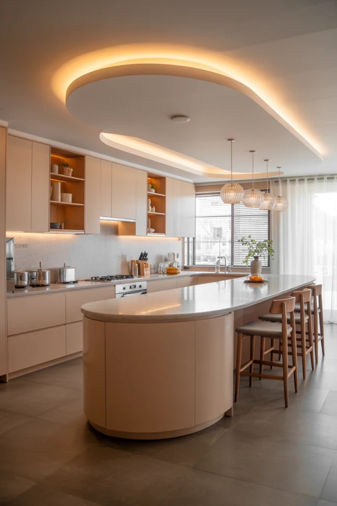 Curved Peninsula Design for Softness