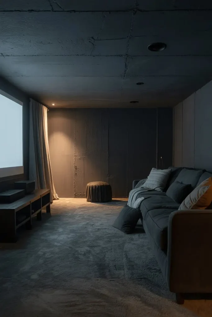 Dark and Dramatic Tones for a Theater Room