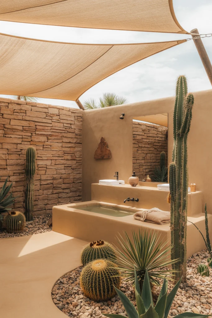 Desert-Inspired Outdoor Bathroom