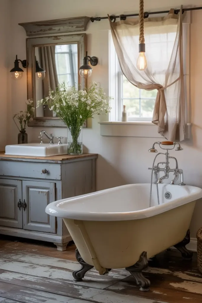 Farmhouse Bathroom with Shiplap Walls