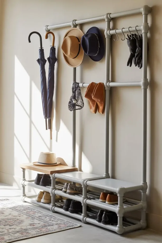PVC Pipe Entryway Organizer Ideas