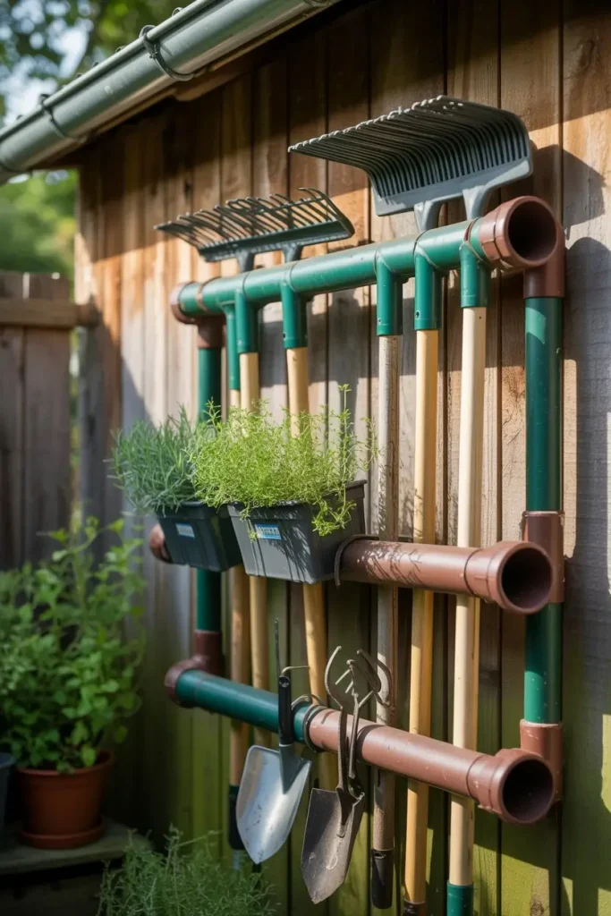 PVC Pipe Gardening Tool Storage Ideas