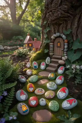Paint Story Stones with Gnome Motifs