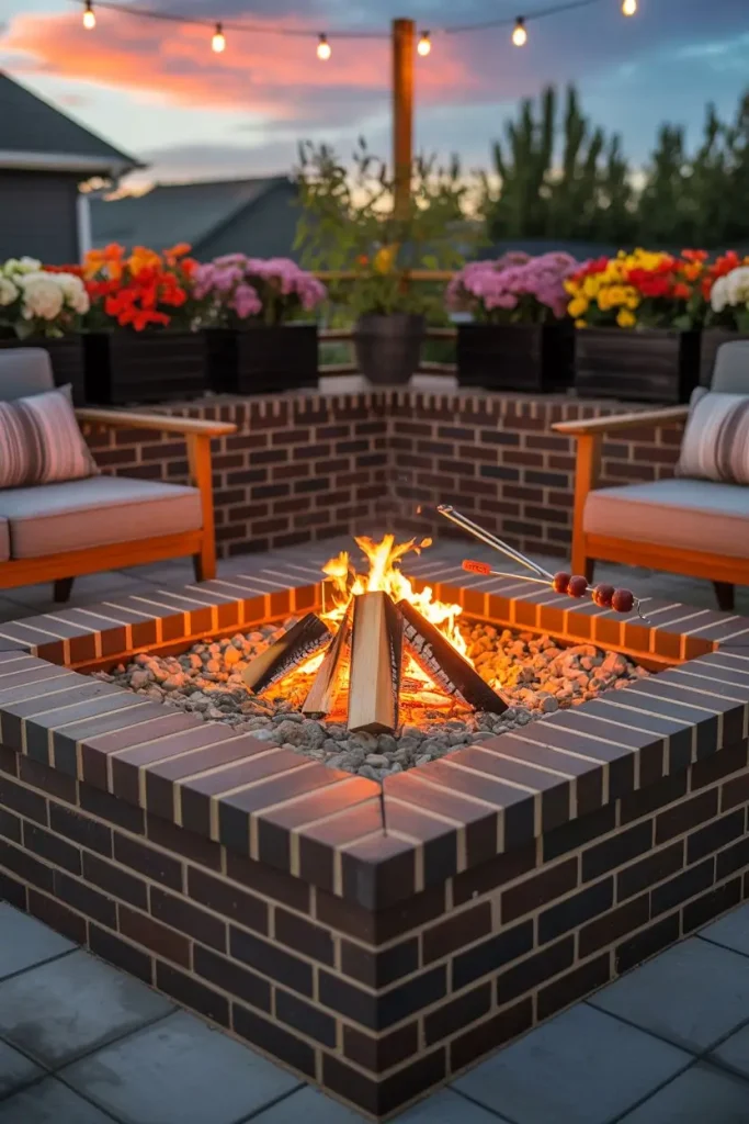 Raised Square Brick Fire Pit