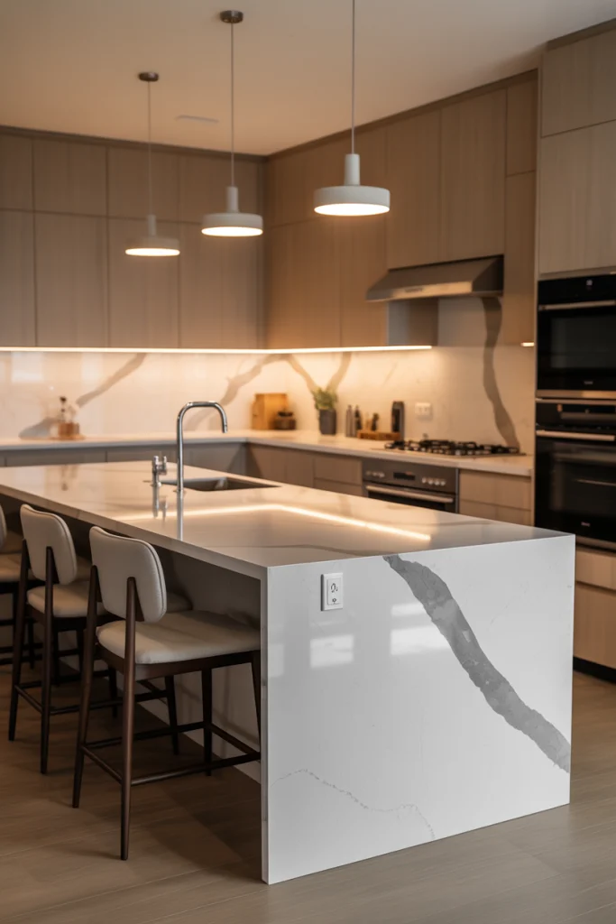 Waterfall Countertop for a Sleek Look