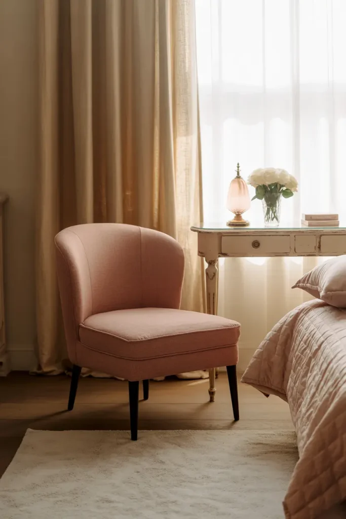 Accent Chairs in Rose Linen