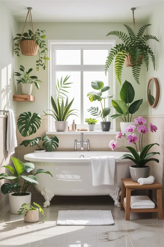Add Life and Fresh Air to Your Bathroom with These Plant Styling Ideas