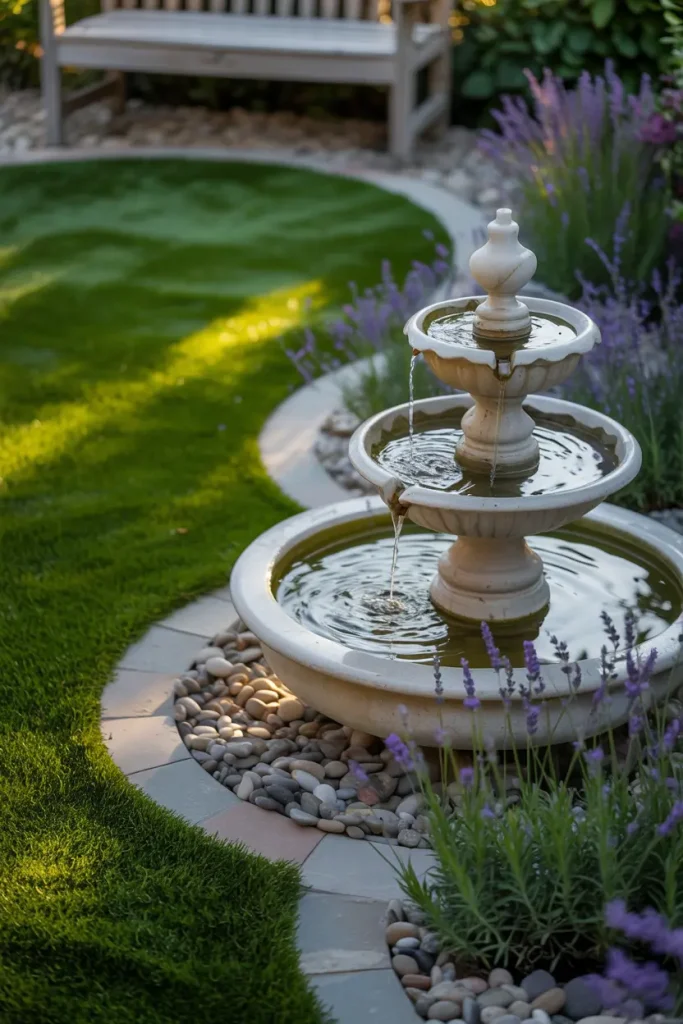 Add Turf Around a Backyard Fountain