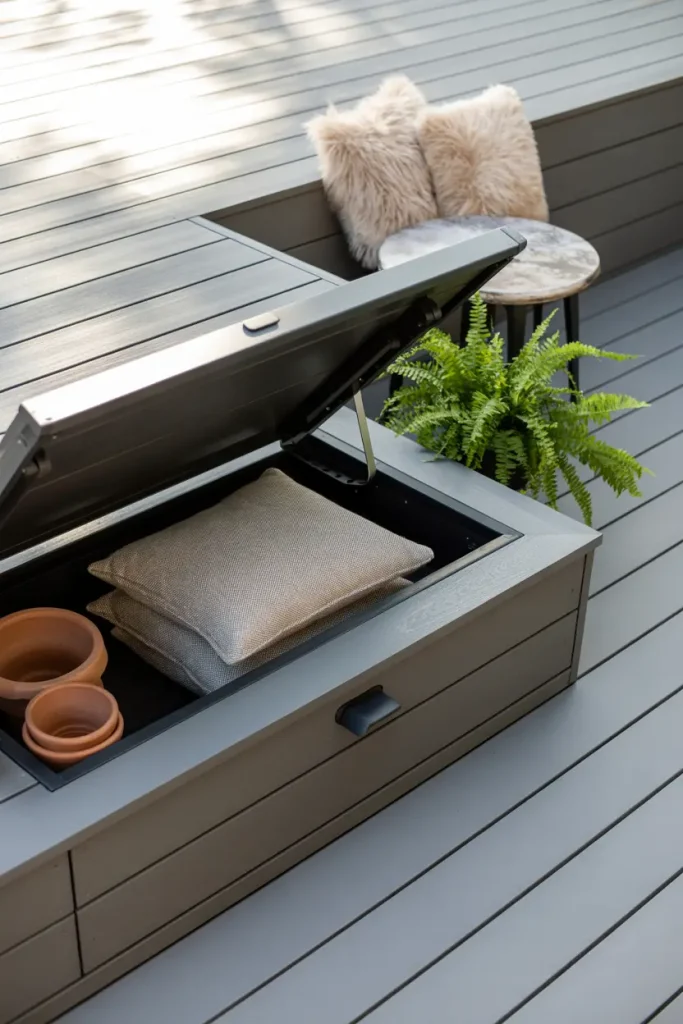 Add a Built-in Grey Storage Bench