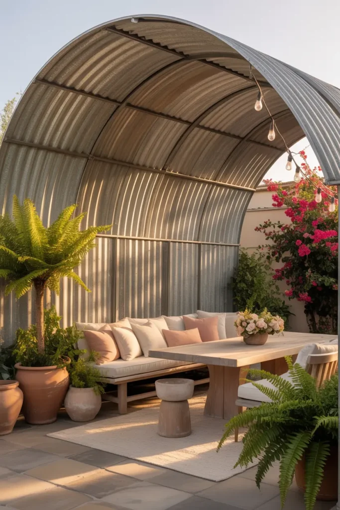 Arched Roof With Corrugated Steel