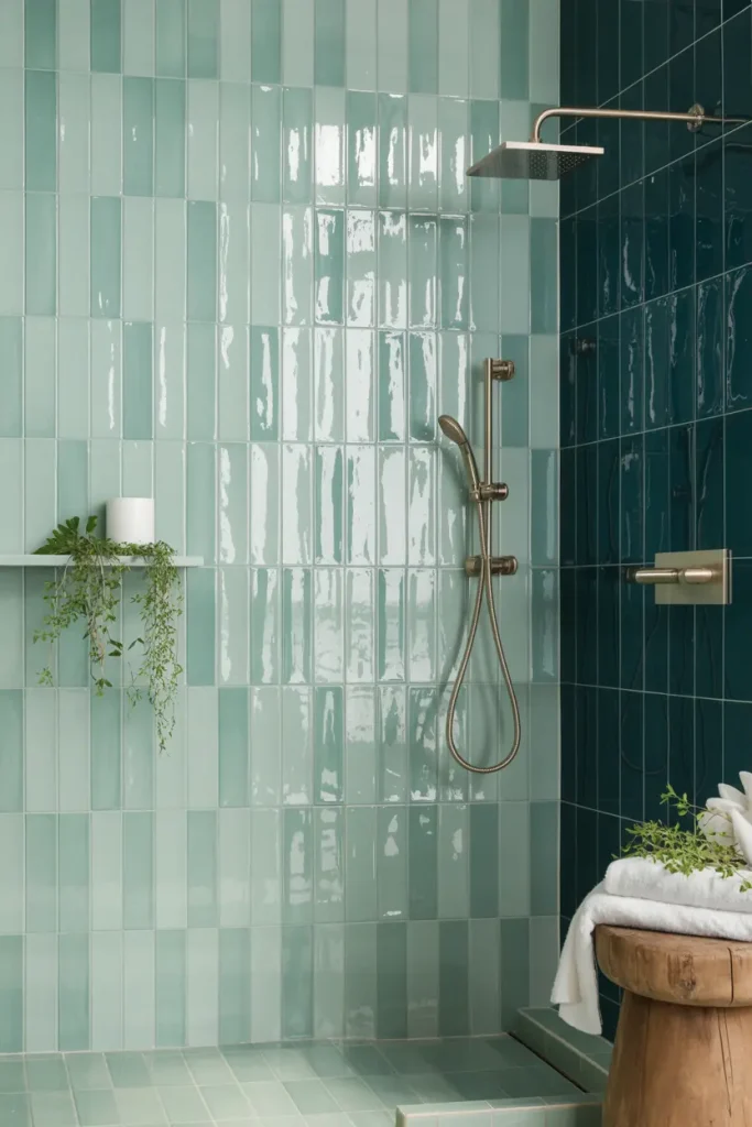 Blue and Green Tiles for a Spa-Like Escape