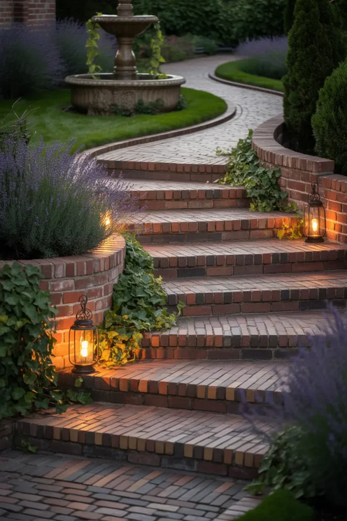 Brick Steps With a Gentle Curve