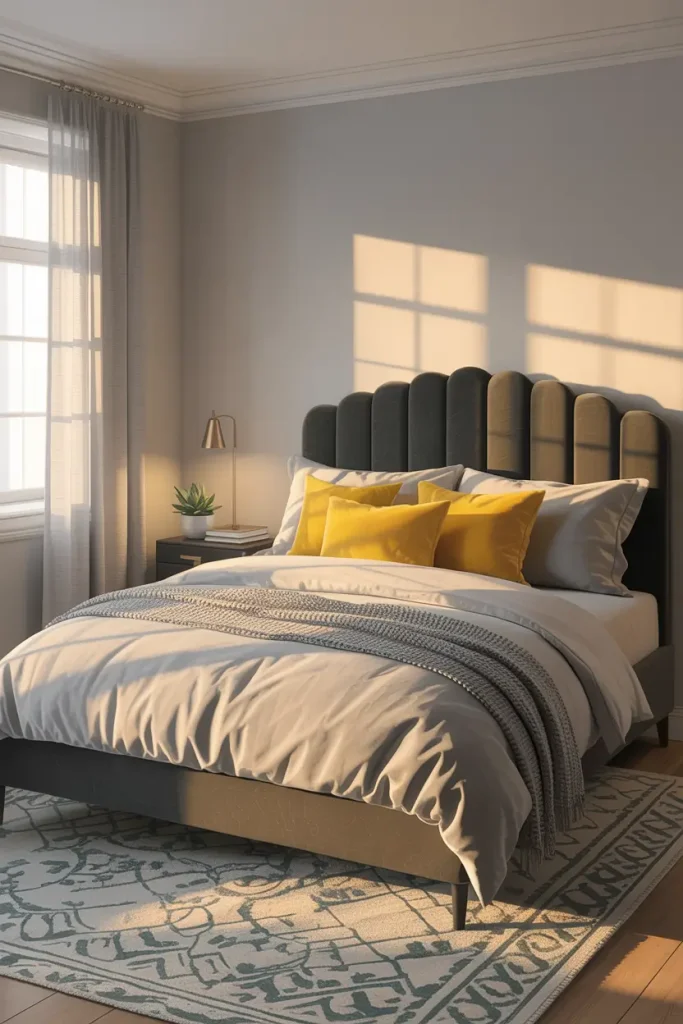 Brighten Your Bedroom with the Perfect Blend of Yellow and Grey