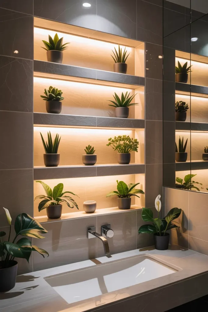 Built-In Wall Niches with Plants