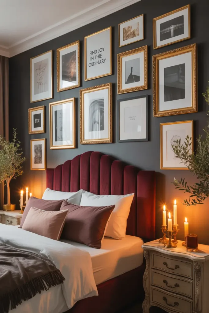 Burgundy and Gold Gallery Wall