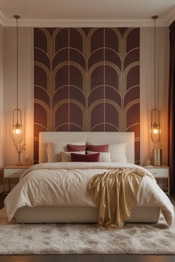 Burgundy and Gold Wallpaper for Statement Walls