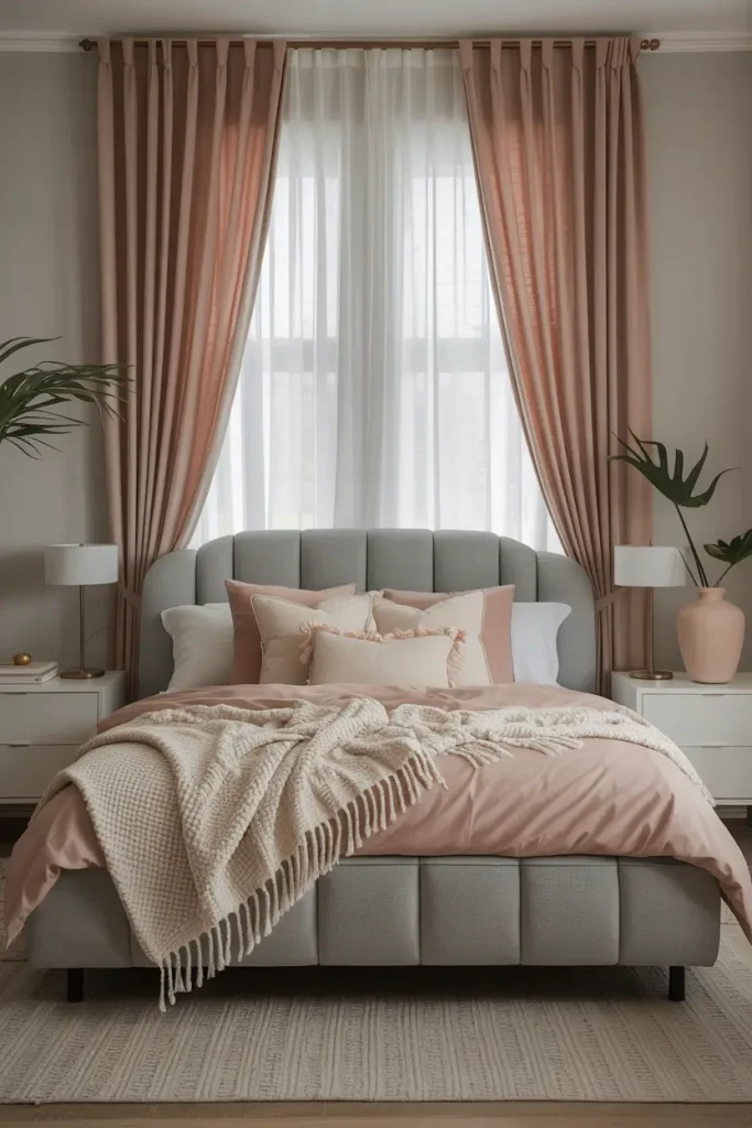 Choose Blush Curtains with Grey Walls