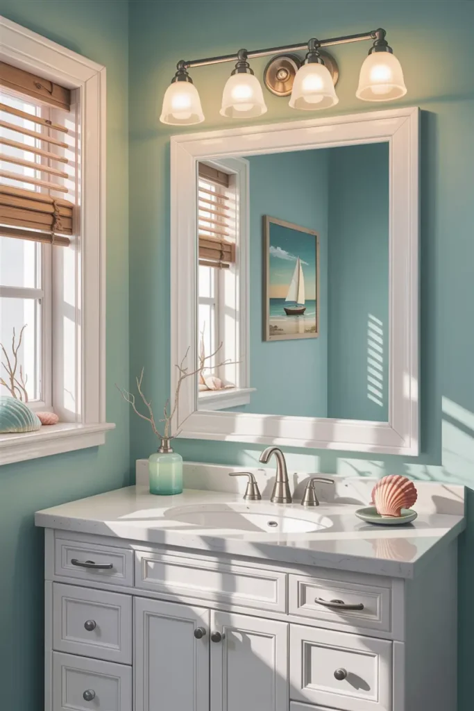 Coastal-Inspired Brushed Nickel Fixtures