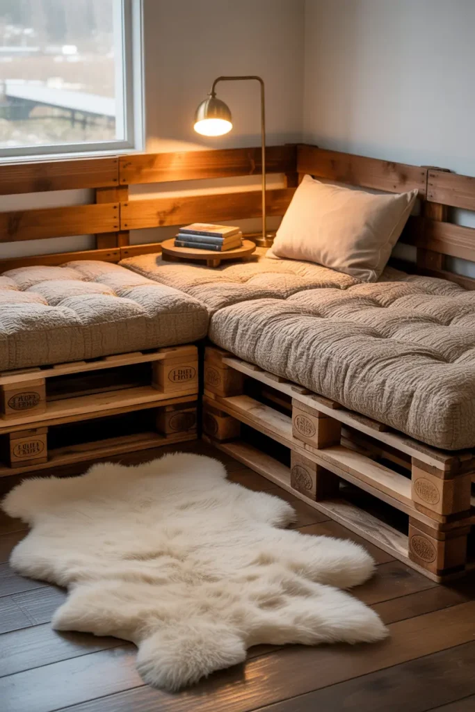 Corner Pallet Bed with Backrests
