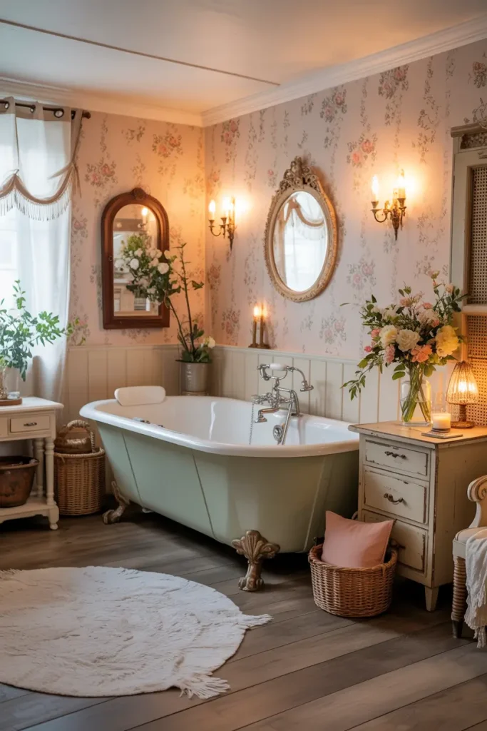 Cottage-Style Indoor Tub Room