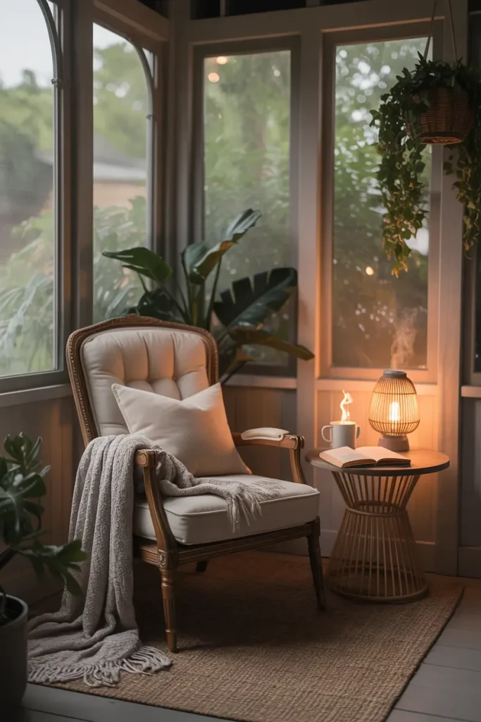 Cozy Reading Nook with Soft Lighting