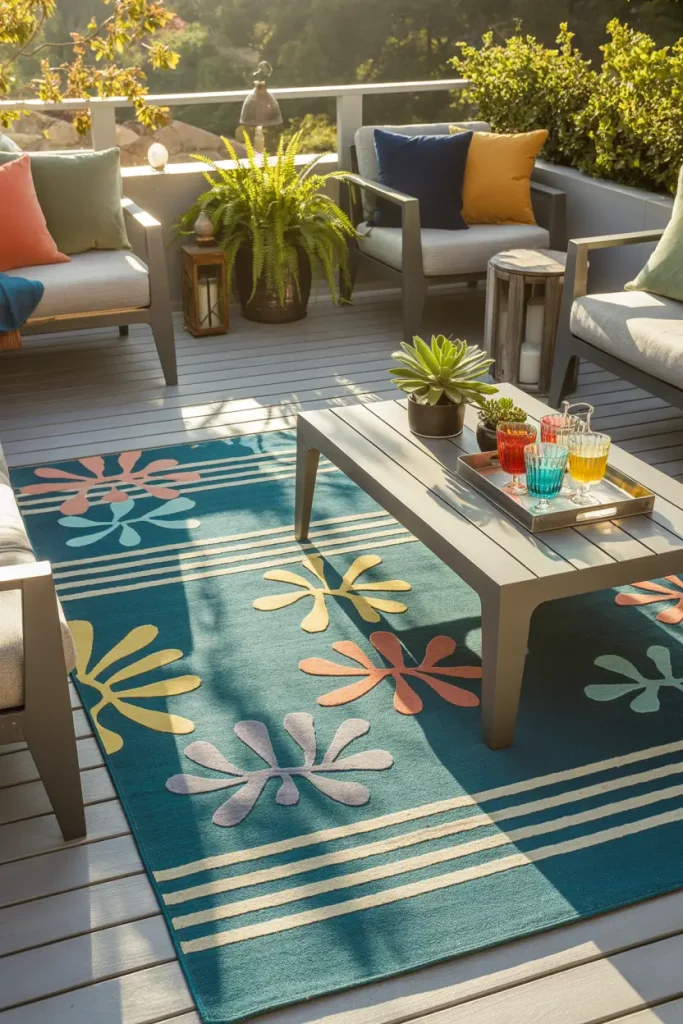 Decorate with Bright Rugs and Pillows