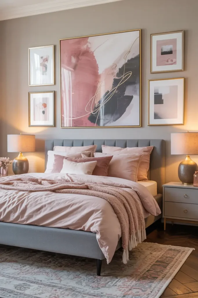 Decorate with Pink and Grey Wall Art