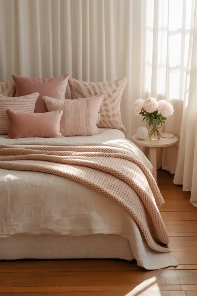 Decorative Throw Pillows with Rose Highlights