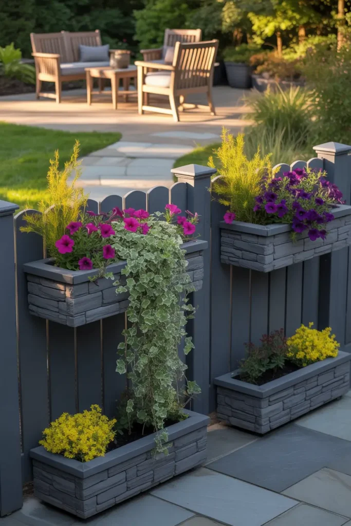 Faux Stone Fence Planter Boxes