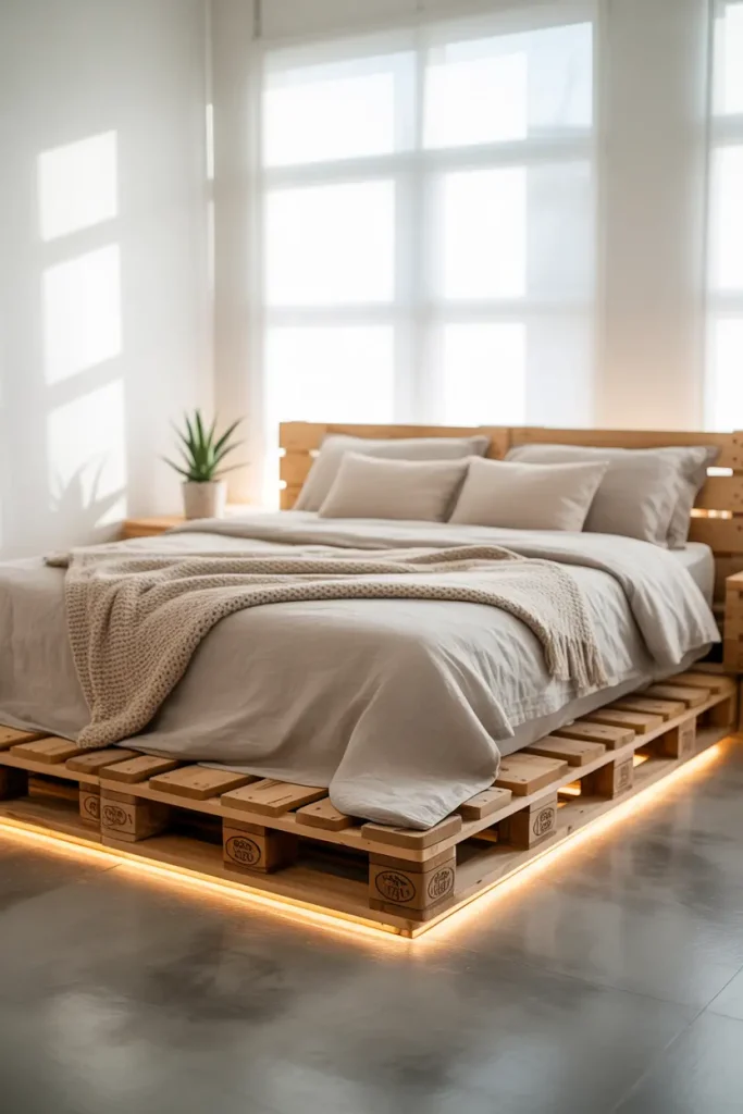 Floating Pallet Platform Bed