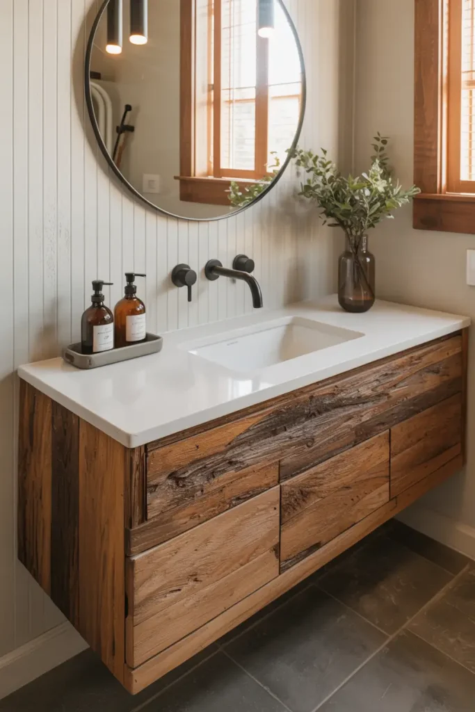 Floating Wood Vanities for a Modern Farmhouse Feel