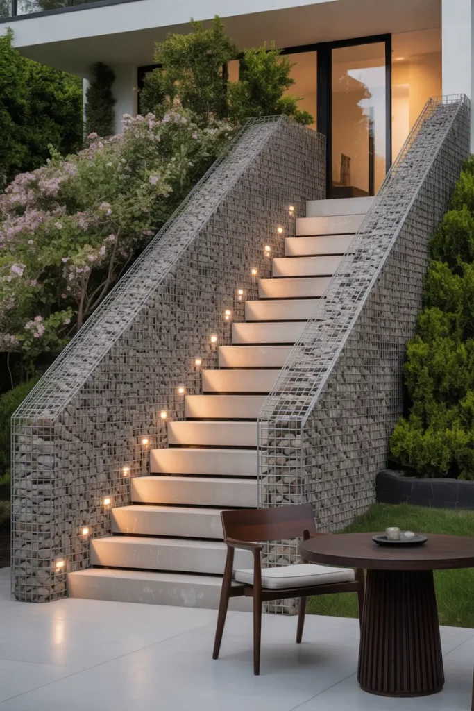 Gabion-Framed Stairways